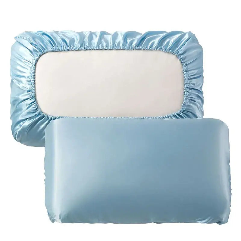Dark gray imitation silk elastic band pillowcase set bedroom bedding