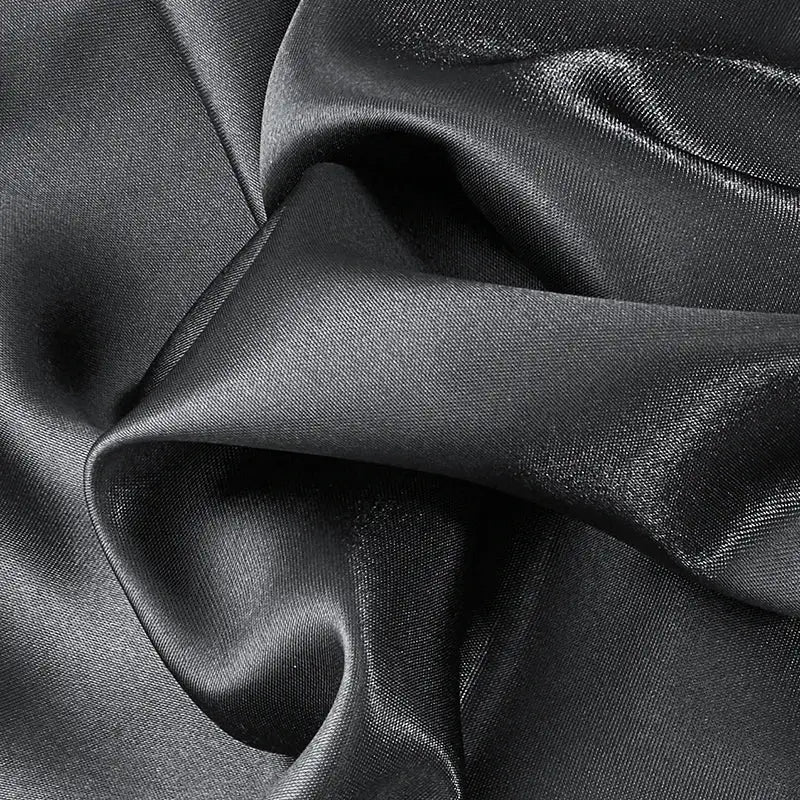 Dark gray imitation silk elastic band pillowcase set bedroom bedding