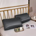 Dark gray imitation silk elastic band pillowcase set bedroom bedding