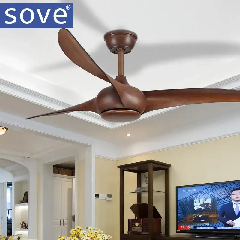 Dark wood led village ceiling fan bedroom with remote control