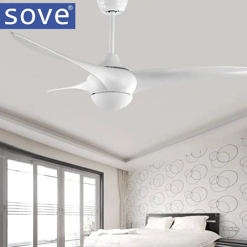 Dark wood led village ceiling fan bedroom with remote control