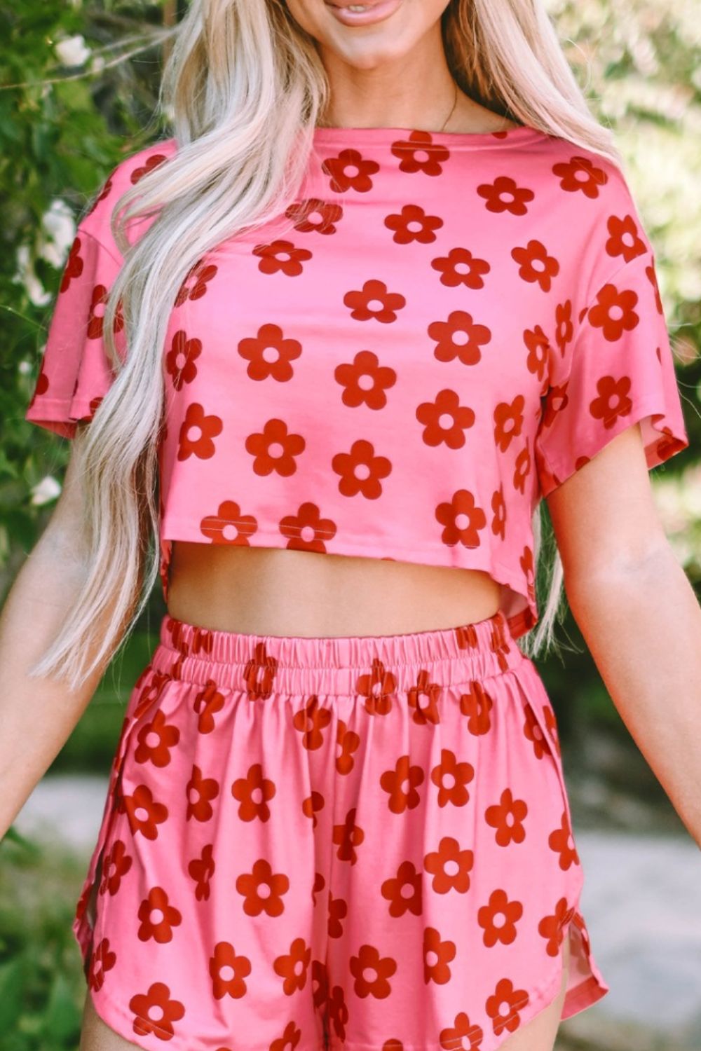 Floral Cropped Romper Lounge Set