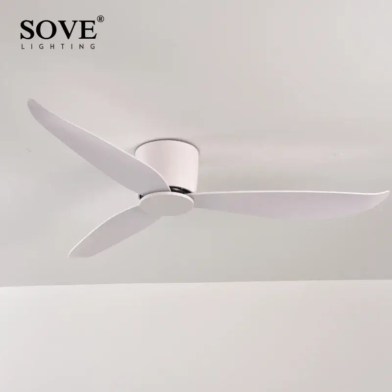 Modern white dc ceiling fan with remote control bedroom light wood