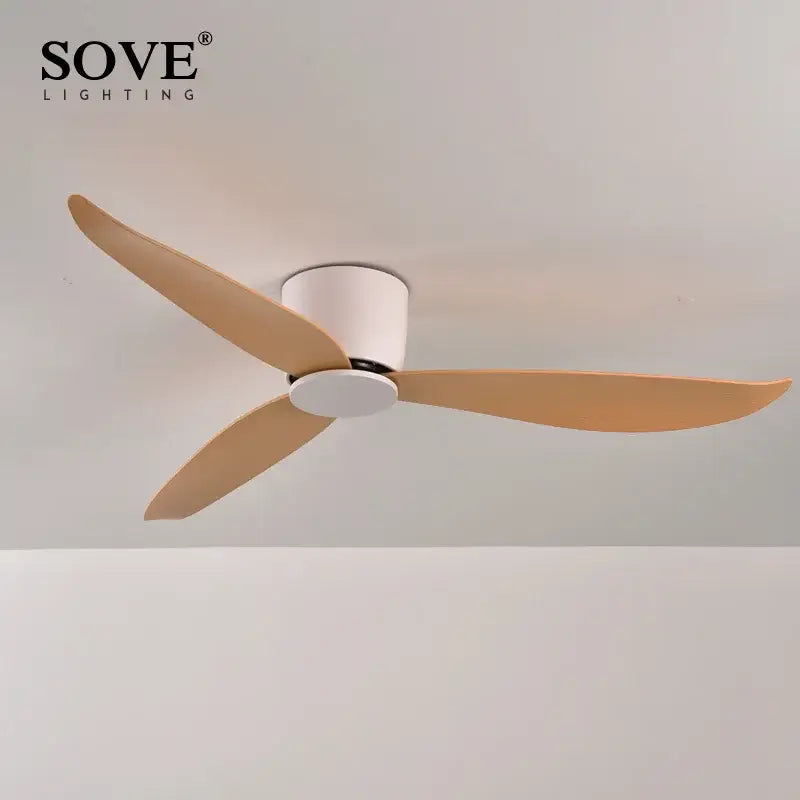 Modern white dc ceiling fan with remote control bedroom light wood