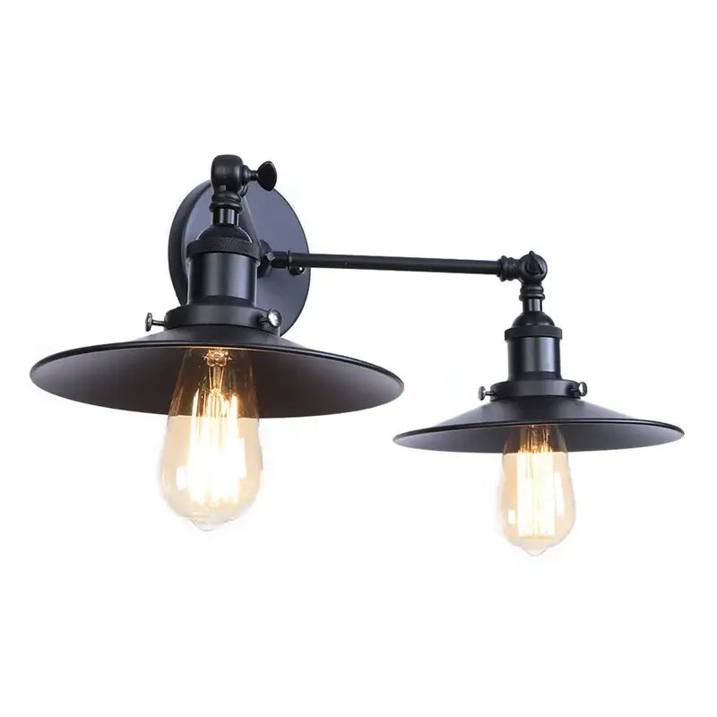 Industrial vintage black 2-head led wall lamp for living room