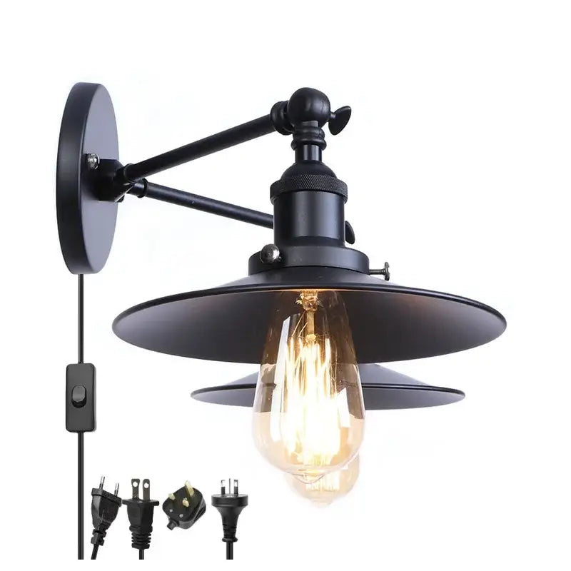 Industrial vintage black 2-head led wall lamp for living room