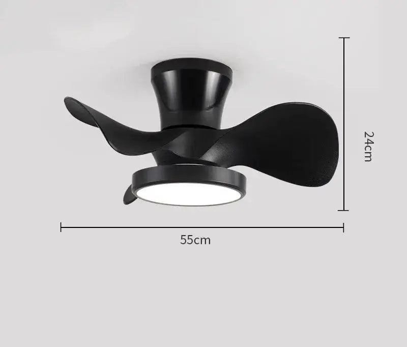 Modern white led ceiling fan with wooden blades bedroom light