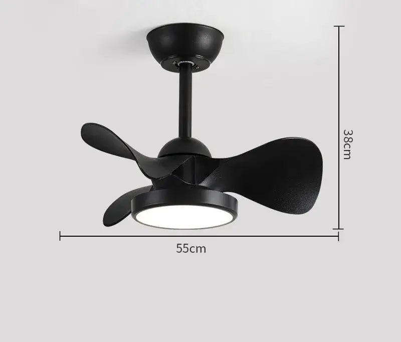 Modern white led ceiling fan with wooden blades bedroom light