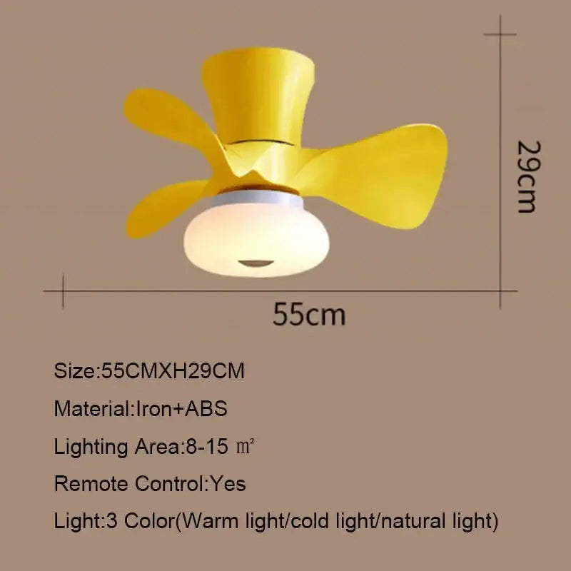 Modern pink and wood smart ceiling fans for kids bedroom