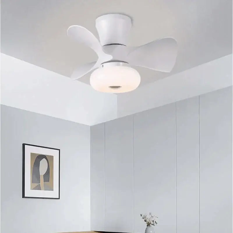 Modern pink and wood smart ceiling fans for kids bedroom