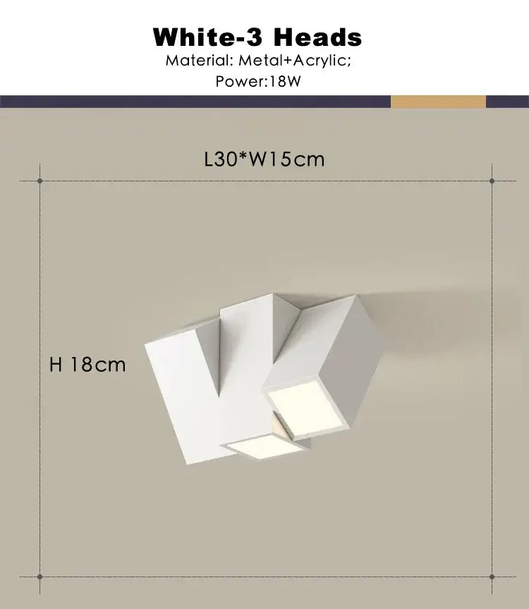 Modern white square dimmable ceiling spot light living room