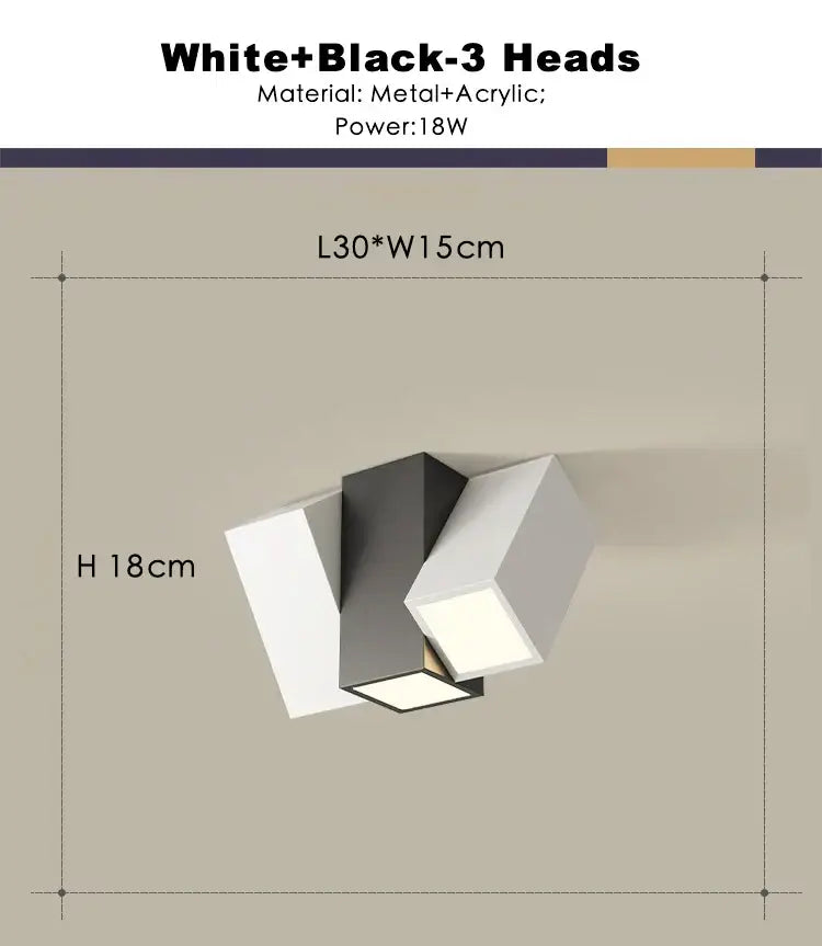 Modern white square dimmable ceiling spot light living room