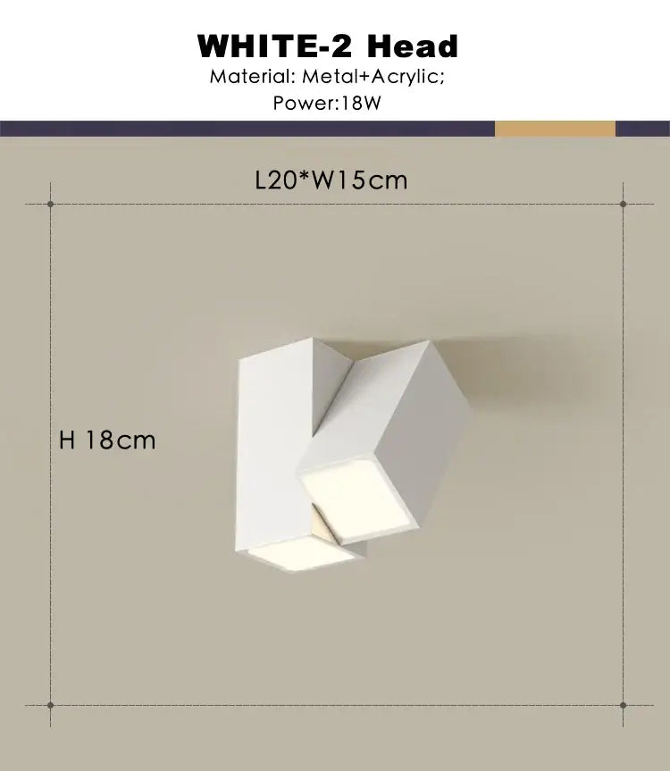 Modern white square dimmable ceiling spot light living room