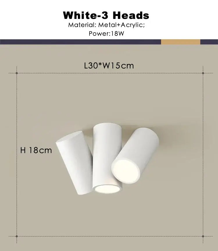 Modern white square dimmable ceiling spot light living room