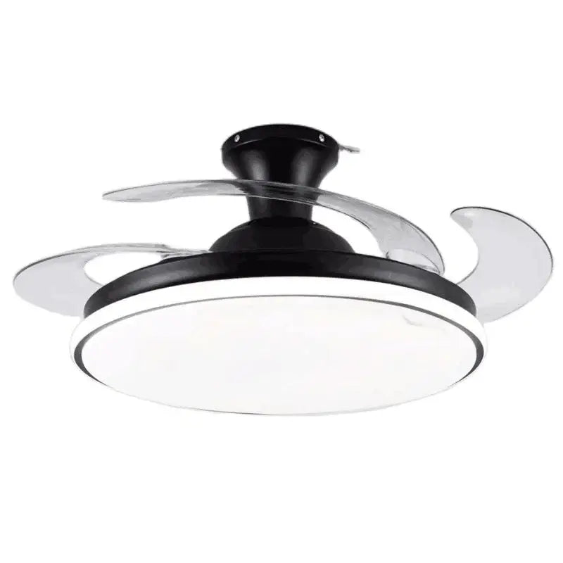 Modern white led ceiling fans with transparent blades bedroom