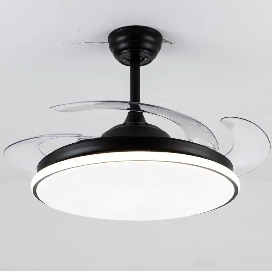 Modern white led ceiling fans with transparent blades bedroom