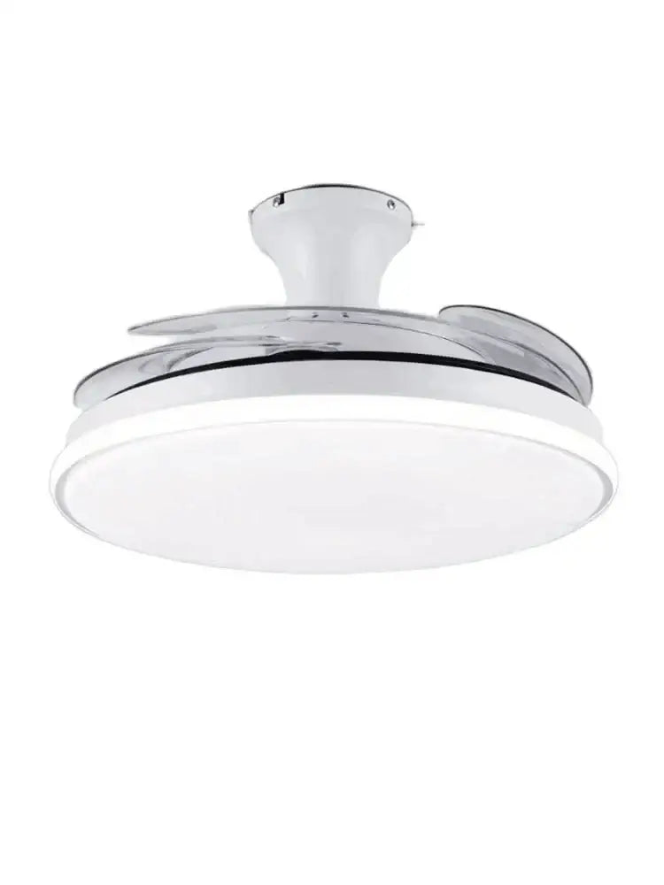 Modern white led ceiling fans with transparent blades bedroom