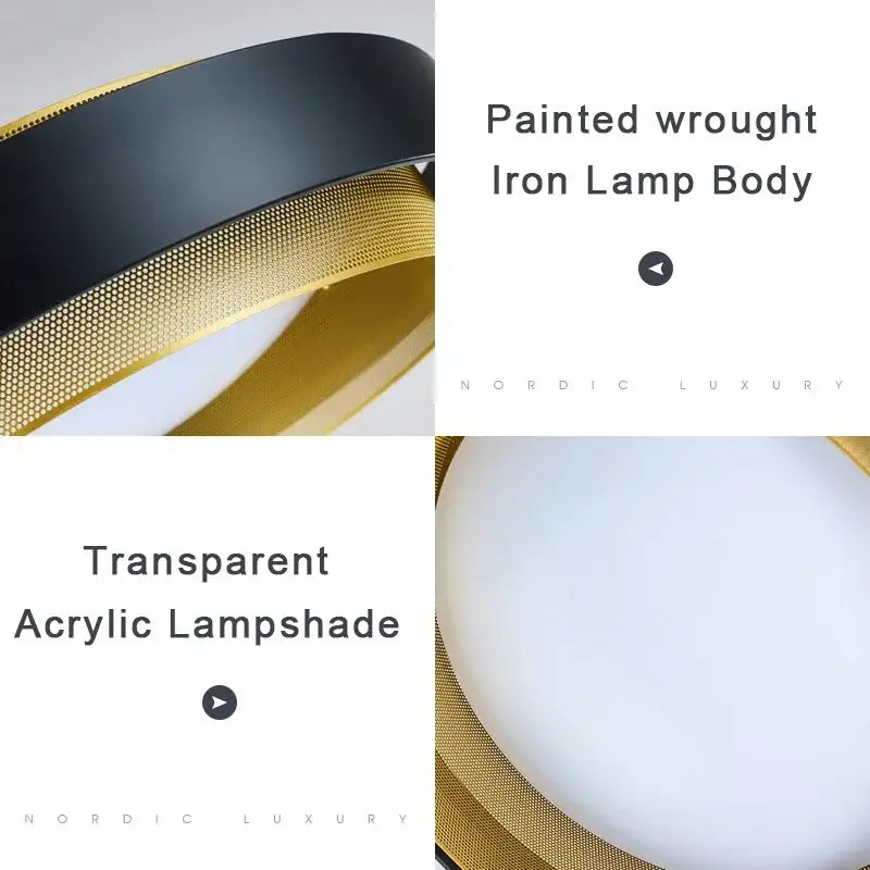 Modern black & gold led ceiling lamp for home office