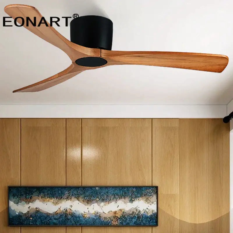 Modern white & black wooden ceiling fan living room light