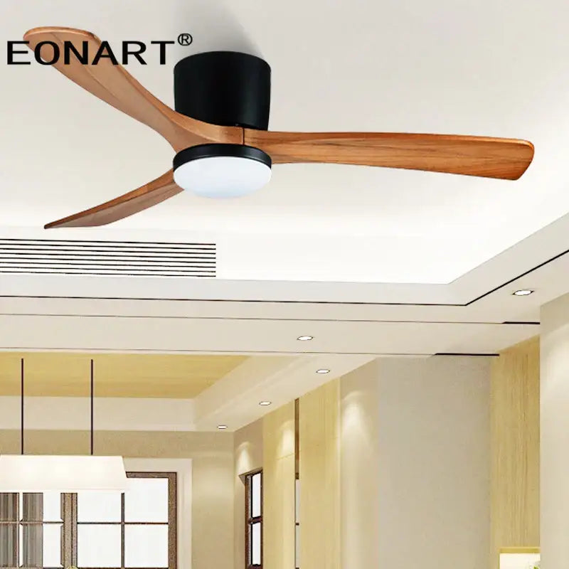 Modern white & black wooden ceiling fan living room light