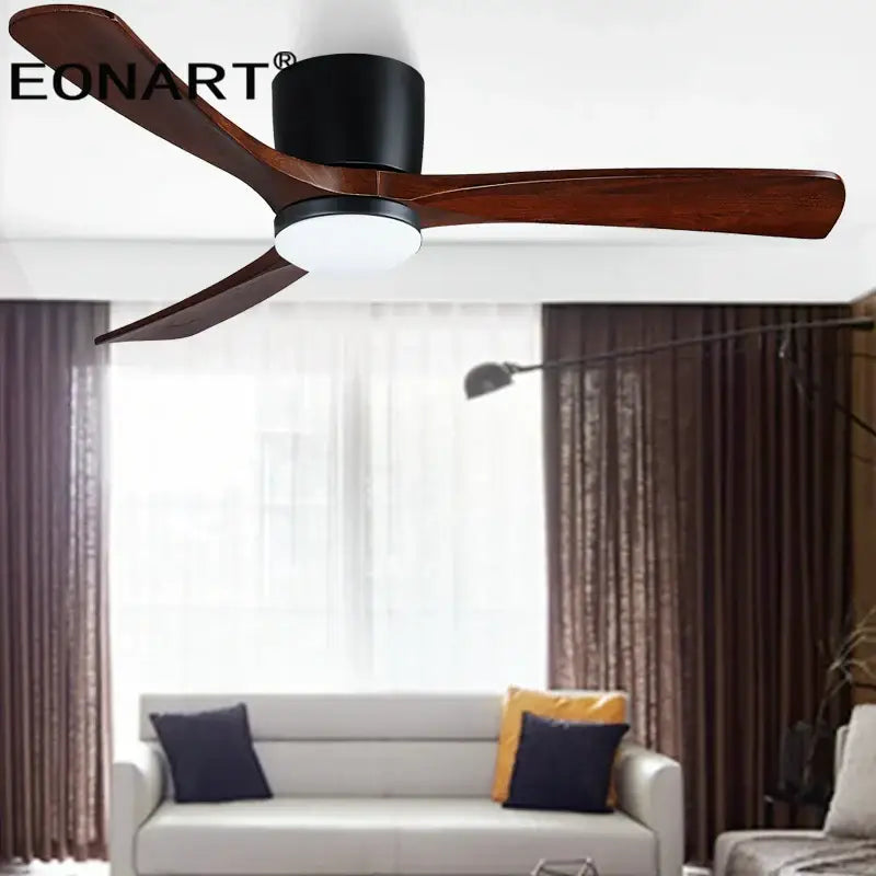 Modern white & black wooden ceiling fan living room light