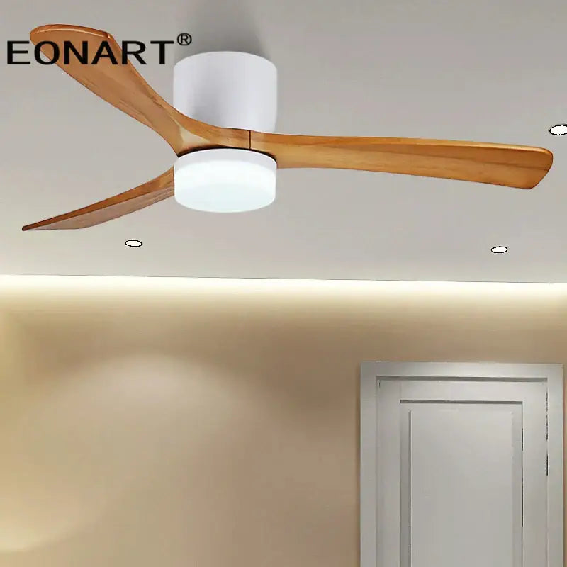 Modern white & black wooden ceiling fan living room light