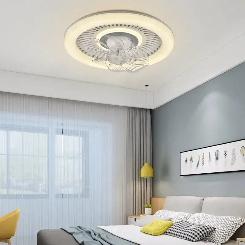 Modern white rotating air supply ceiling fan bedroom led light
