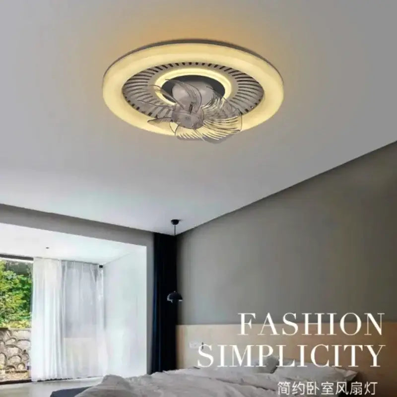 Modern white rotating air supply ceiling fan bedroom led light