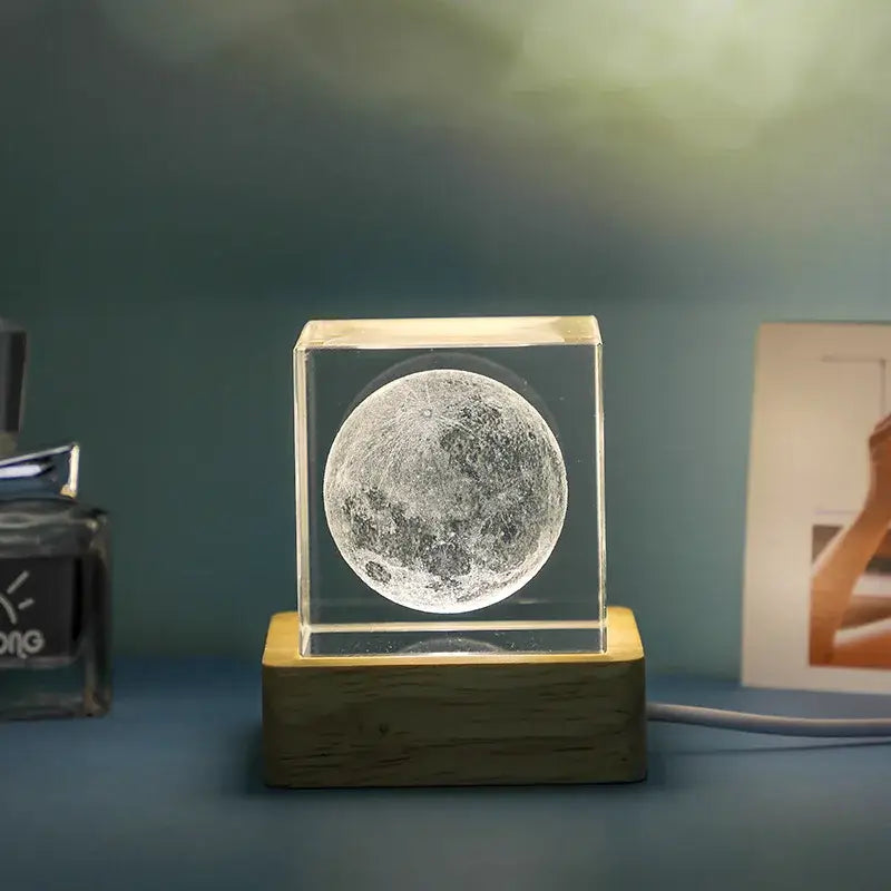 Decorbites 3d moon solar galaxy glass cube bedroom night light
