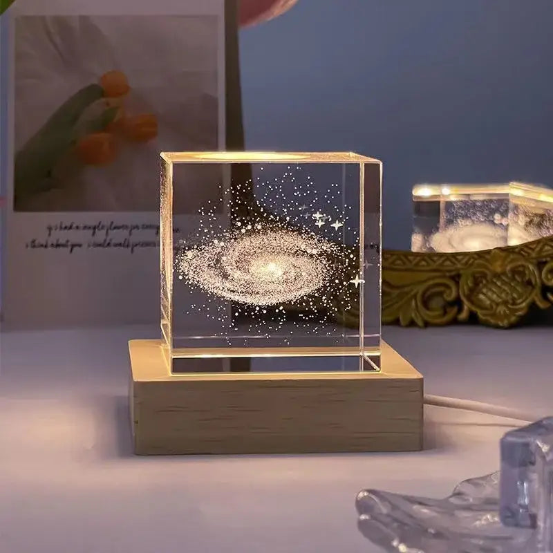 Decorbites 3d moon solar galaxy glass cube bedroom night light