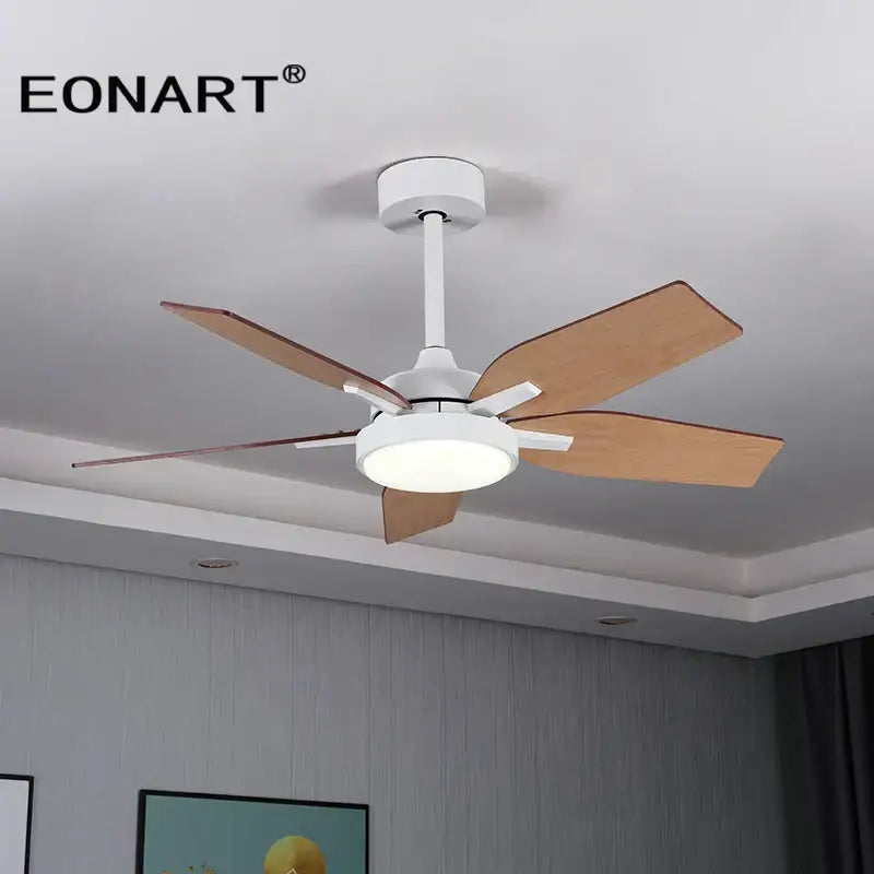 Modern black & white led ceiling fan with remote control bedroom