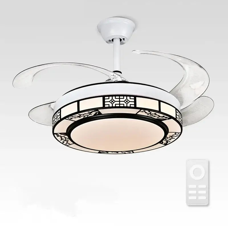Modern geometric gold led ceiling fan – living room dimmable light