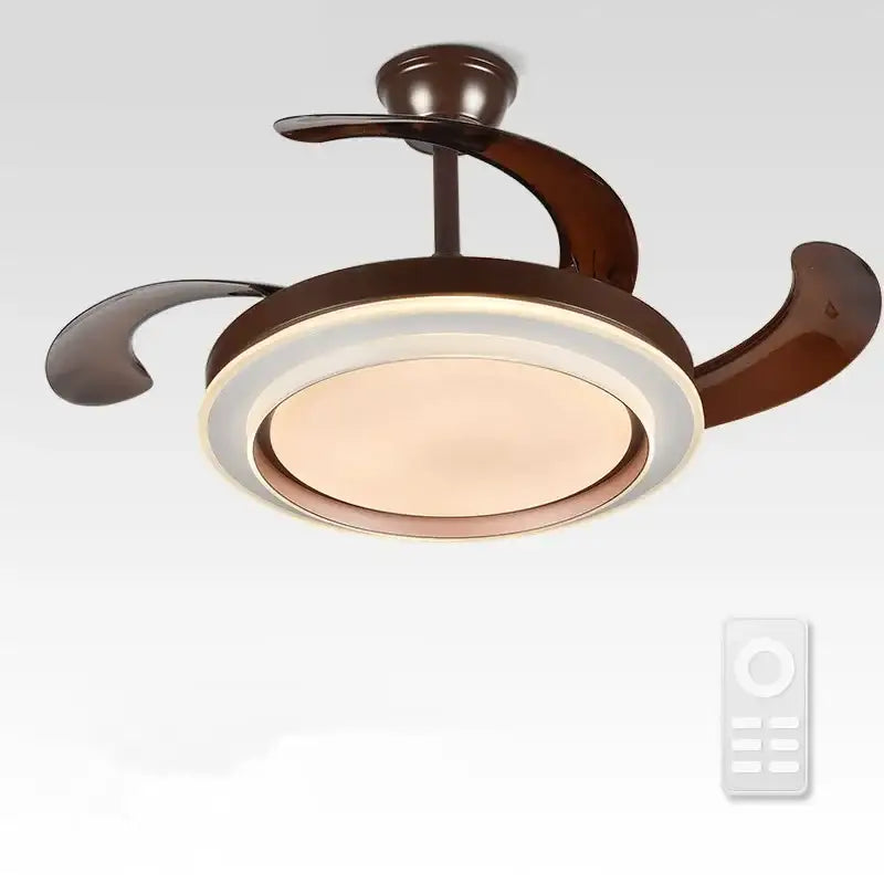 Modern white ceiling fan with led lights and remote control bedroom