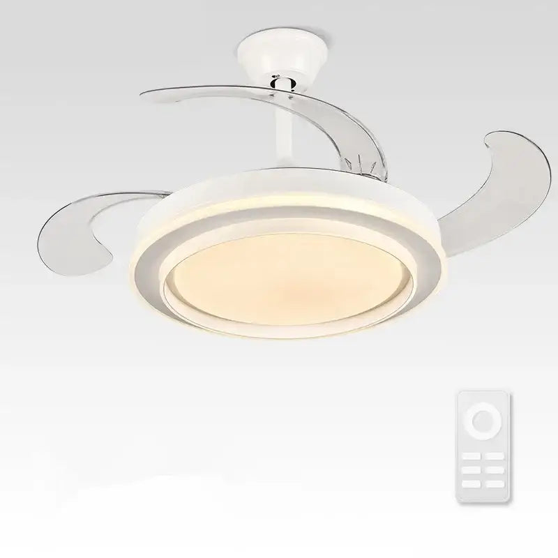 Modern white ceiling fan with led lights and remote control bedroom