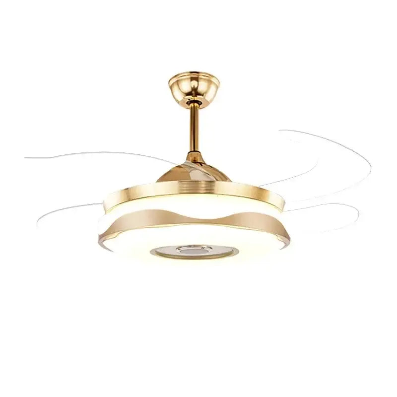 Modern gold bluetooth ceiling fan – bedroom rgb color light