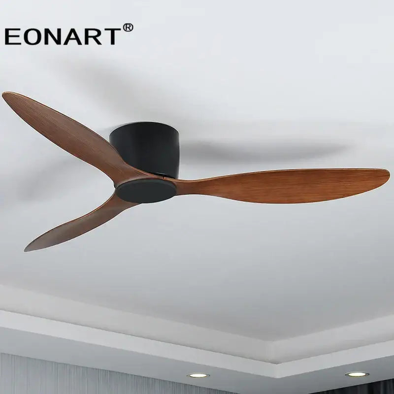 Modern black & white ceiling fan with led light & remote control bedroom