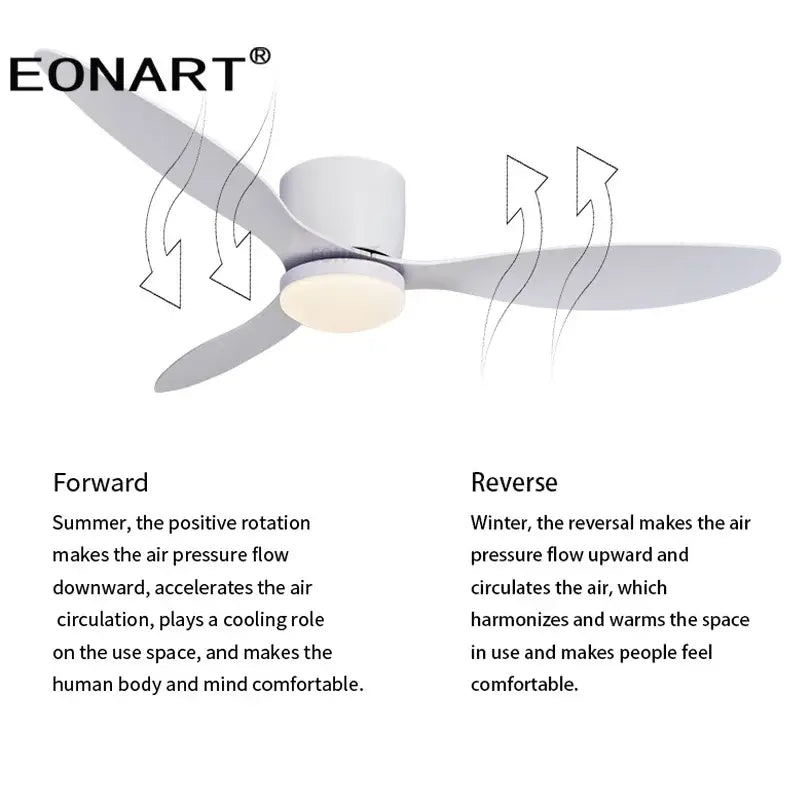 Modern black & white ceiling fan with led light & remote control bedroom