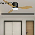 Modern black & white ceiling fan with led light & remote control bedroom