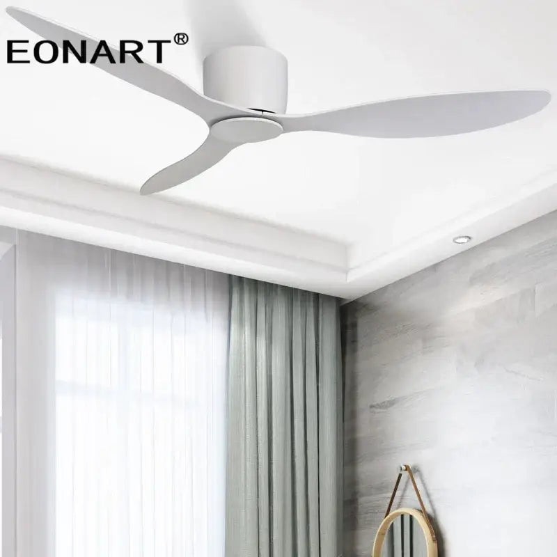 Modern black & white ceiling fan with led light & remote control bedroom