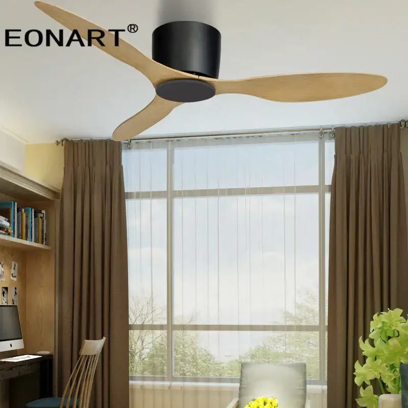 Modern black & white ceiling fan with led light & remote control bedroom