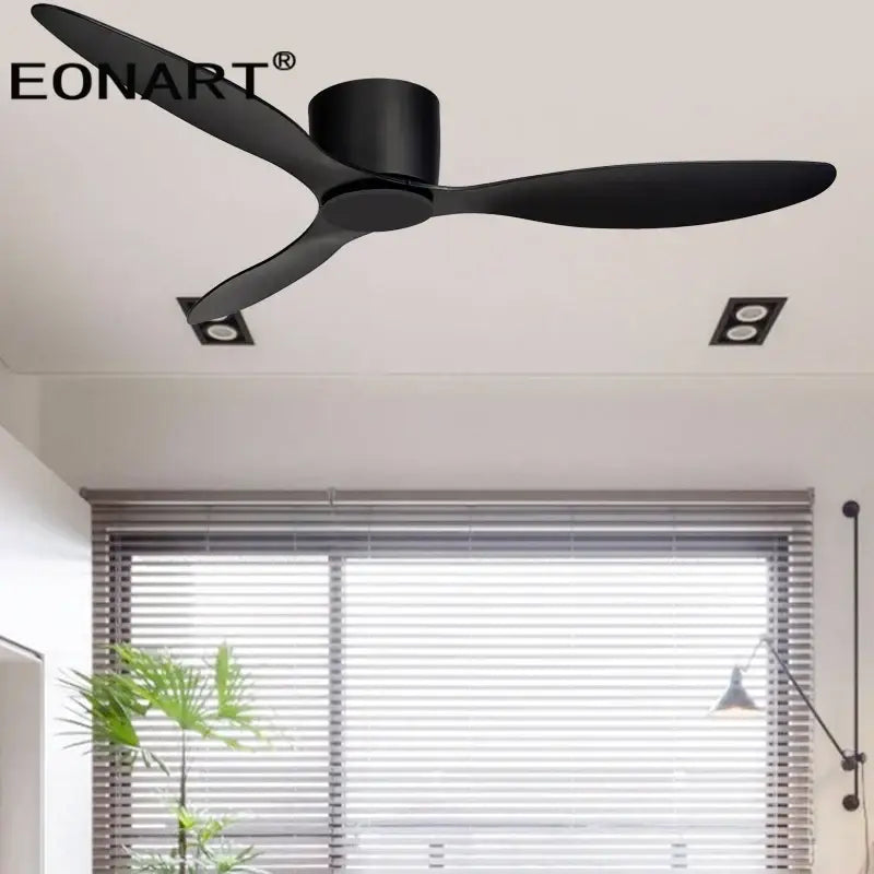 Modern black & white ceiling fan with led light & remote control bedroom