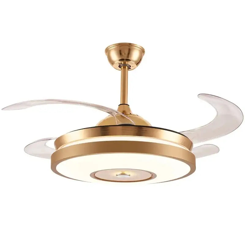 Modern gold led ceiling fan with remote – living room light
