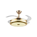 Modern gold retractable ceiling fan light living room remote control