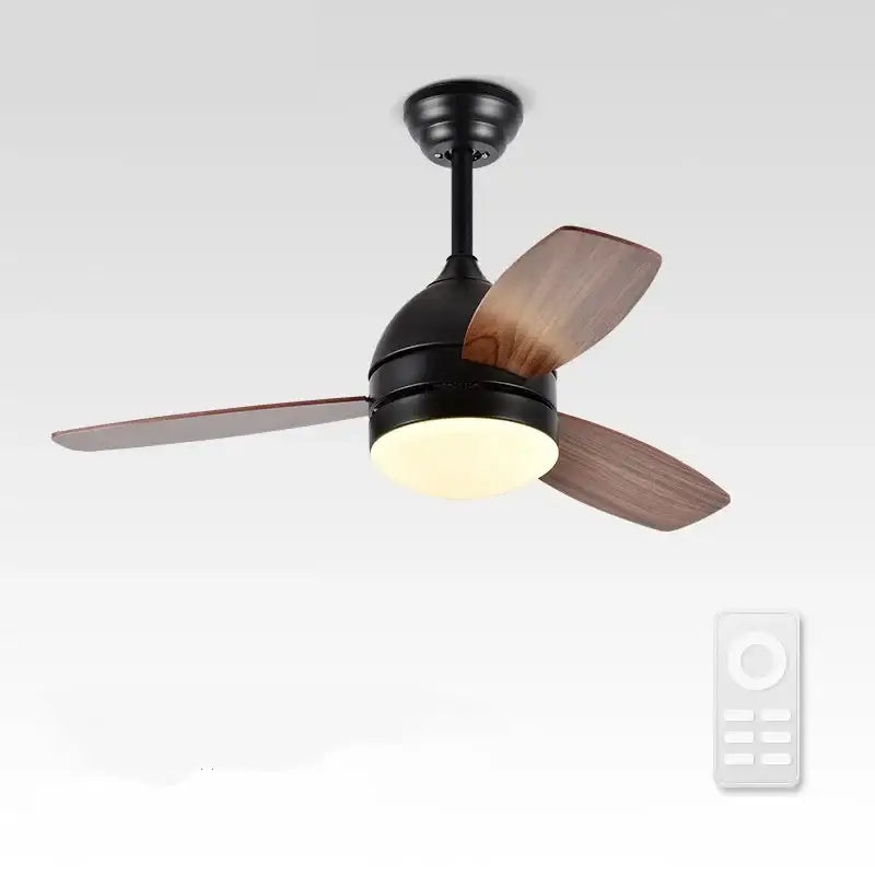 Modern white wood blades ceiling fans light bedroom with remote