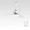 Modern white wood blades ceiling fans light bedroom with remote