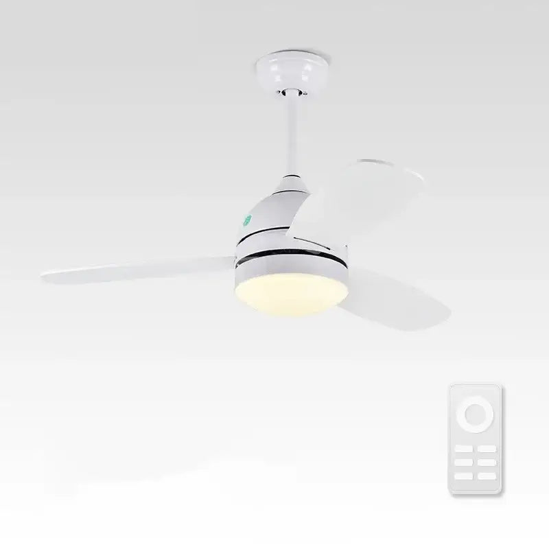 Modern white wood blades ceiling fans light bedroom with remote