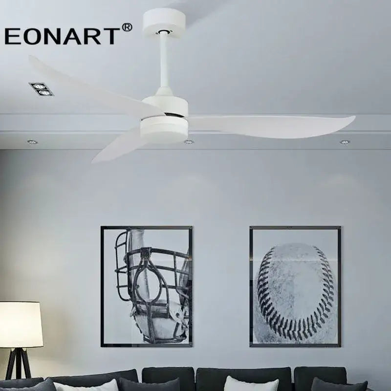 Modern black & dark brown ceiling fan with remote control living room