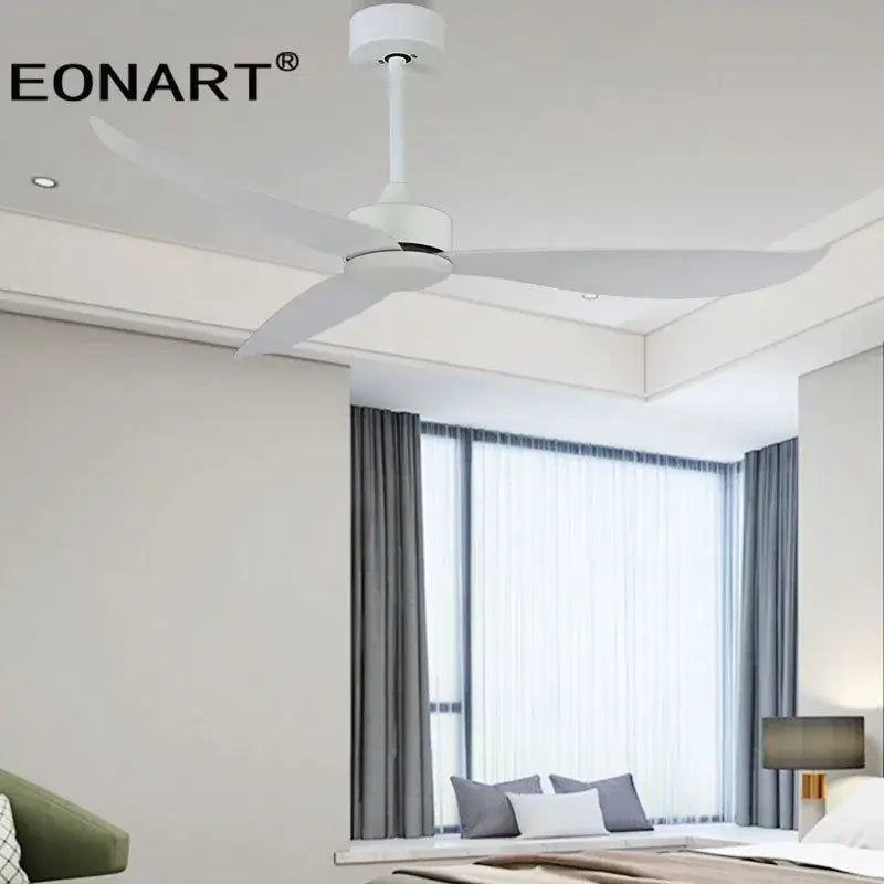 Modern black & dark brown ceiling fan with remote control living room