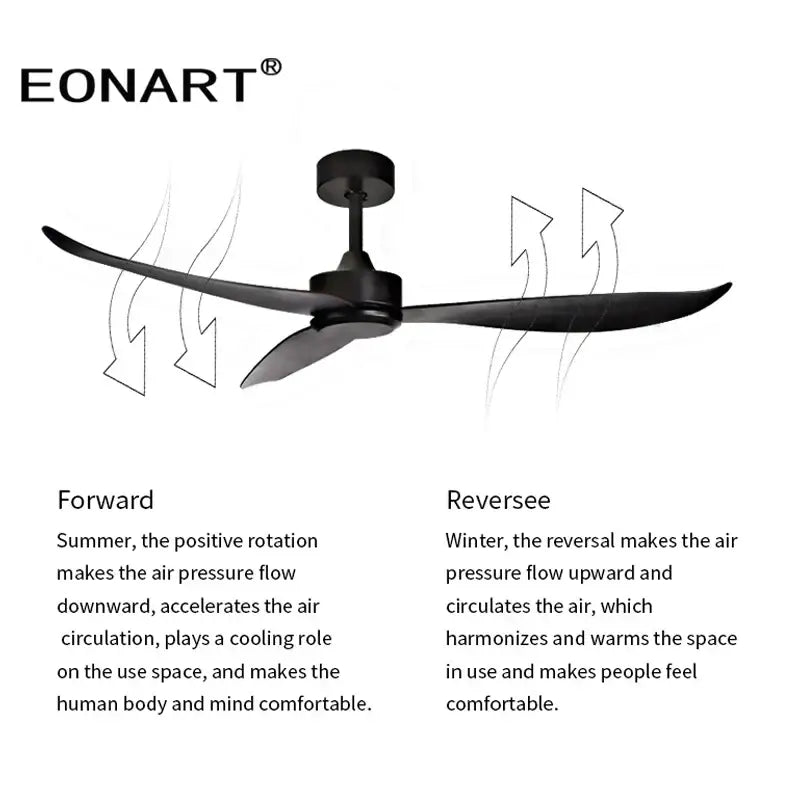 Modern black & dark brown ceiling fan with remote control living room