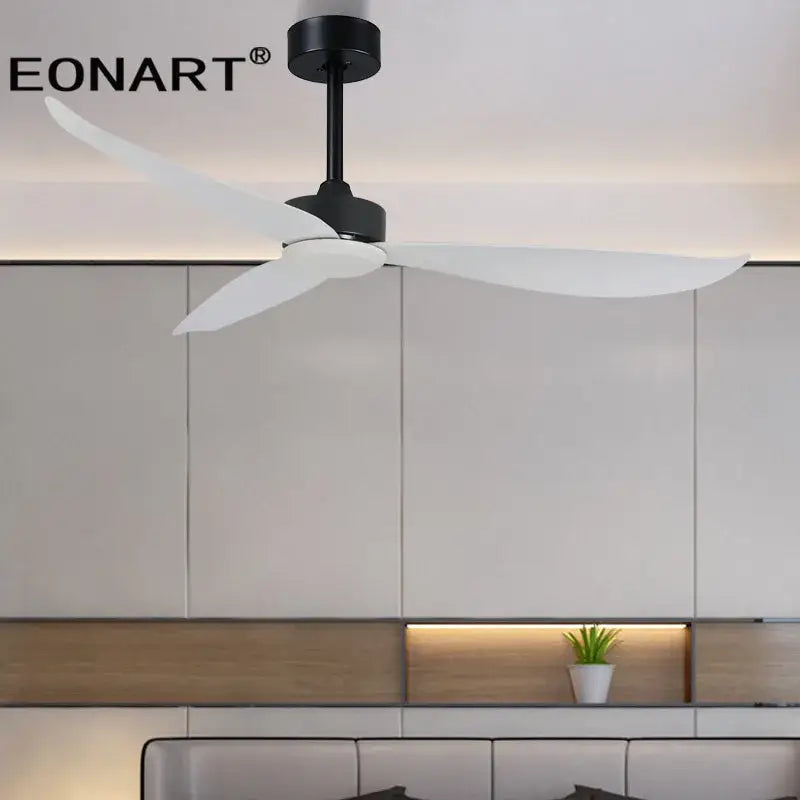 Modern black & dark brown ceiling fan with remote control living room